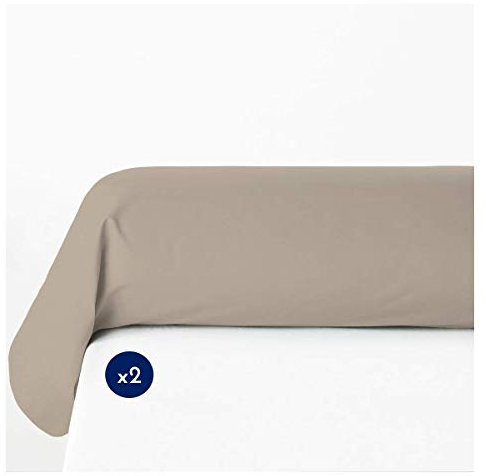 Home Linge Passion Kopfkissenbezüge für Nackenrolle, Baumwolle, beige, 85x185 cm, 2