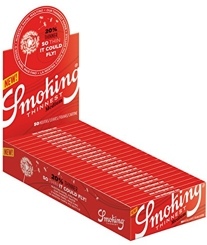 1 box - Smoking Thinnest Medium size 1 1/4 rolling paper 25 x 50 = 1250 papers
