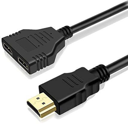 1080P HDMI Cable Splitter Male to Dual HDMI Female 1 to 2 Way Splitter Cable Adapter Converter for DVD Players HDTV LCD Monitor