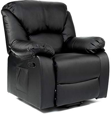 ECODE Fauteuil de massage relax Monaco, 10 vibromoteurs ondulés, inclinaison à 160°, fonction chaleur, programmes automatiques, vibro-ondulation, A++, ECO-8590 (Noir)