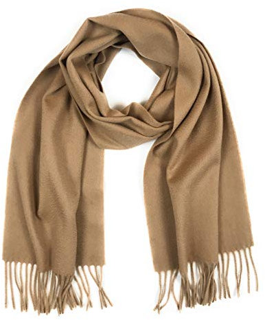 Hickey Freeman Solid 100% Cashmere Scarf for Men – Ultra-Soft Men’s Winter Scarves, 72-Inches x 12-Inches, Camel