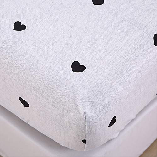 Chickwin Chickw1 Geometrie Drucken Spannbetttuch für Boxspringbett, Rutschfestem Spannbettlaken Mikrofaser Matratzenschoner bis 30cm Hohe für Matratzen in Vielen Größen (Weißes Herz,150x200x30cm)