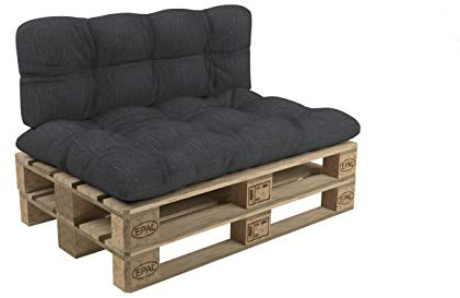 POKAR pallkuddar med vacker quiltning, set om 2: 1x sittdyna 120x60cm + 1x ryggkudde 120x60cm, pallkuddar, pallsoffa, inuti och utvändigt, utan pallar, antracit