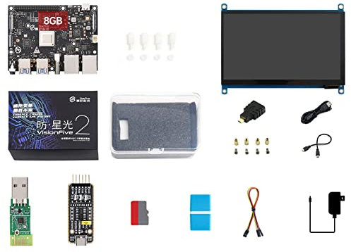 Waveshare VisionFive2 Display Kit 8GB，with 7inch HDMI display,RISC-V Single Board Computer, StarFive JH7110 Processor with Integrated 3D GPU, base on Linux,With WIFI Module