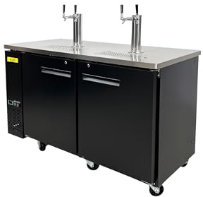 Elite Kitchen Supply Beer Keg Dispenser Kegerator Commercial Refrigerator 2 tap, ETL 60 W 2 half Barrels,2 Half-Keg, 2 Tower, Black