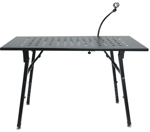 Rockville PKS38 Platform Style Keyboard/Mixer Stand Bundle with Tabletop Attachment & Gooseneck Mic Stand, Adjustable Height/Width, Folds Flat for Easy Transport, 200 lbs Capacity, Fully Assembled