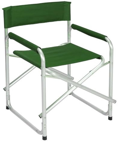 LOLAhome Silla de Playa Plegable para Pesca con diseño Director de Aluminio y loneta Verde de 55x45x78 cm
