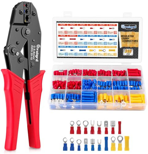 Gruiqrd Juego de 360 alicates de crimpado, juego de terminales de cable aislante, conectores eléctricos para conectores de 0,5 – 6 mm² (AWG 20-10)