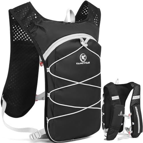 Kamcycle Lightweight Hydration Backpack(Only Bakcpack without Bladder), 5L Running Vest Pack Phone Holder,Runner Rucksack for Men Women Outdoor Cycling Trail Race Marathon Hiking Climbing Jogging