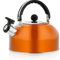 Masyrt 3L Stainless Steel Whistling Camping Bottle Lightweight Kettle for Gas Stove, Travelling Kettle with Folding Handle & Flip Pour Spout for Camping, Fishing, Trips (Orange)
