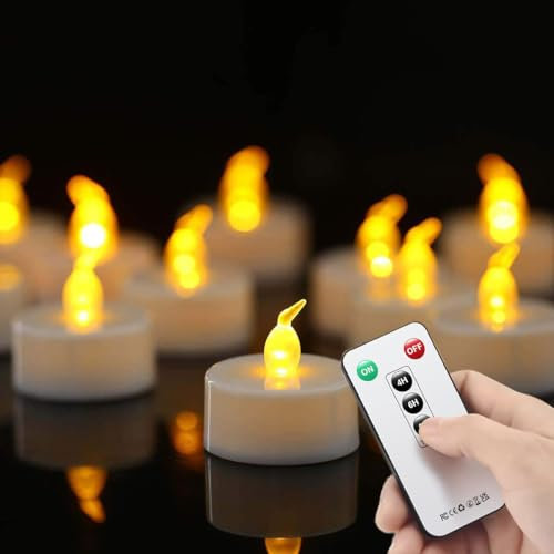 Lot de 24 bougies chauffe-plat LED à télécommande - Fonction minuterie - Clignotantes piles - Durée > 400h - Mariage saisonnier et fête de vacances