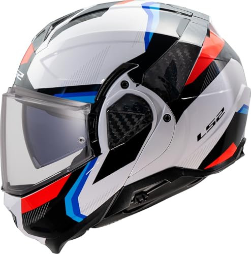 LS2, Casco Moto Modulare ADVANT II TRIPLE White Blue Red, S