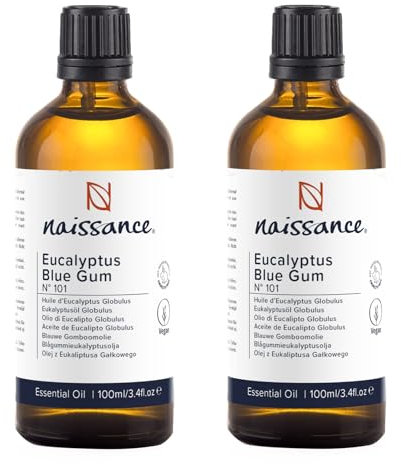 Naissance Eukalyptusöl (Nr. 101) 200ml (2x100) - Eukalyptus Ätherisches Öl für Naturkosmetik, Sauna, Aromatherapie, Duftlampe, Duftöl, Aroma Diffuser