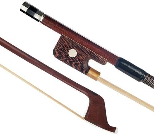 arco de violín para adultos Hecho A Mano 4/4 3/4 1/2 1/4 Tamaño Arco De Contrabajo Madera Brasileña Ojo Redondo Arco Palo Blanco Arco Pelo(3/4)
