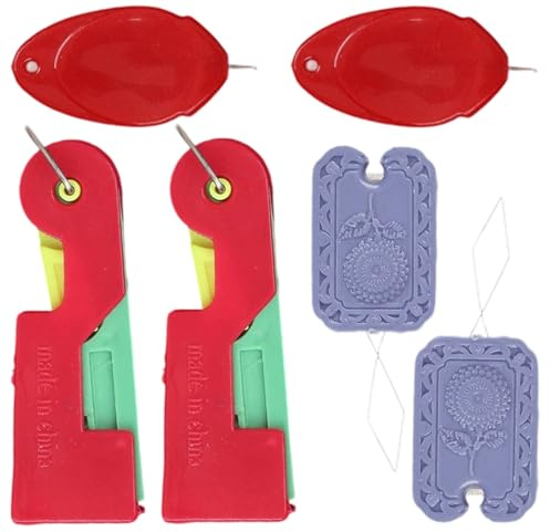 SGERUFZ Enhebrador de agujas para máquinas de coser y coser a mano, 2 juegos de 3 piezas cada uno