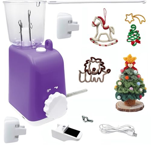 Vurlexat French Knitting Machine, Electric I-Cord Knitting Wool Kit, Automatic Mill i-Cord Knitter Swift Knit Wool for DIY Crochet Craft Projects for Adults & Children(Purple)