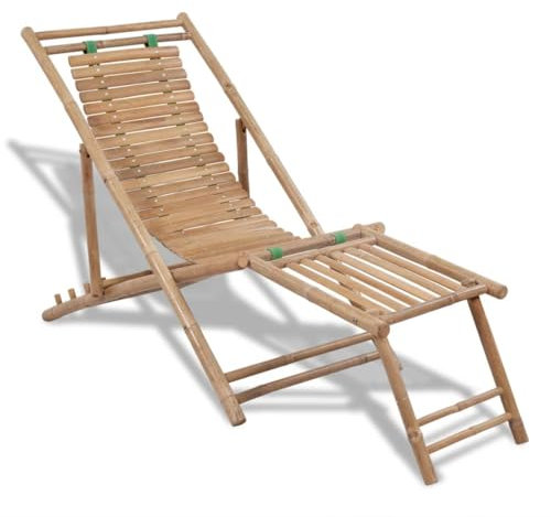 vidaXL Chaise de terasse en Bambou avec Repose-Pieds Chaise Longue de Jardin