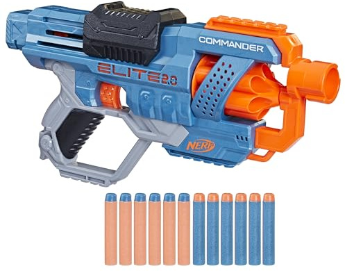 NERF Elite 2.0 Commander RD-6 Blaster, 12 officiella darts, 6 graders roterande trumma, taktiska railer, trummor och käpp fästpunkter