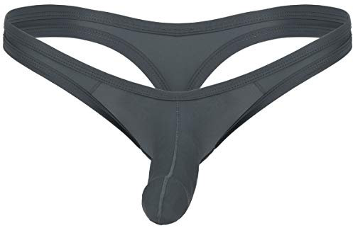 YiZYiF Männer Mini Tanga G String Sexy Herrenslips mit Penishülle Stretch Sport Unterhose Erotische Dessous Reizwäsche Bikini Shorts Low Rise Dunkelgrau XL