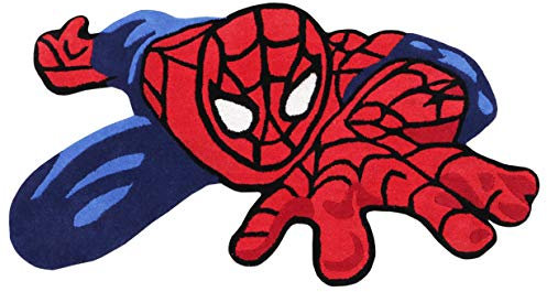 Spiderman-Form, 73 x 120 cm, handgefertigt, getuftet, 100 % Spiderman-Wolle, für Jungen und Mädchen