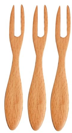 HAPINARY 3st Dessert-picks Hölzerne Gabeln Obstpicks Kuchengabel Obstgabeln Aus Holz Fruchtgabel Protokoll Kleine