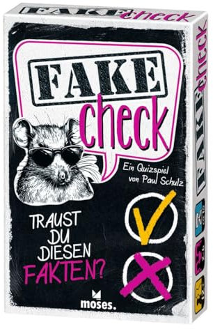 moses. Fake Check, schnelles Fakten Quiz für gesellige Spieleabende, Wahr- oder Falsch-Spiel für Fake-Checker, Quizspaß mit 244 Fakten, Kartenspiel ab 12 Jahren, Schwarz