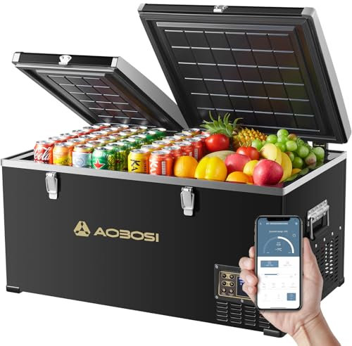 AAOBOSI Kompressor Kühlbox 78L, Dual Zone Kompressor Kühlbox bis -20℃, Kühlbox Elektrisch Mit APP-Steuerung, 12/24V und 100-240V Kühlbox für Auto, LKW, Boot, Reisemobil, Camping