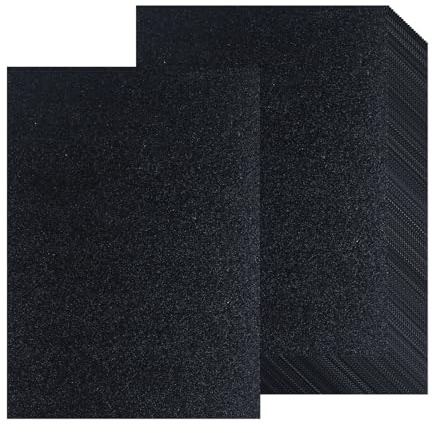 20 Sheets A4 Black Glitter Cardstock Paper, Thick Glitter Craft Paper 250gsm Sparkle Cardstock for Scrapbook DIY Art Project Greeting Cards Wedding Birthday Party Decoration (Black)
