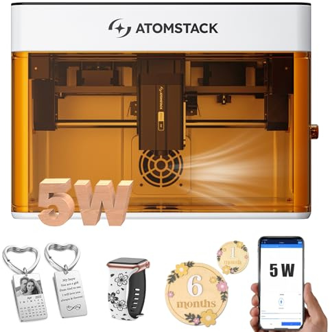 ATOMSTACK P1 5W Portable La ser Engraving Machine Fully Closed Door 5W Dual Motor Drive La ser Engraving Machine 10000m/min PC Mobile, Offline APP Engraving