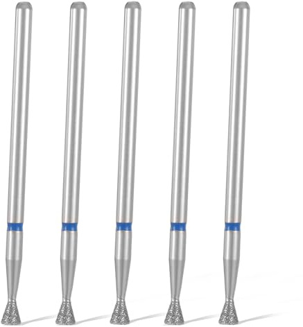 5 Pcs Electric Nail File Machine Bit Cuticle Clean Nail Drill Bit Diamond Conical Cuticle Removal Bits Manicure Polishing Kit with Case for Home Salon