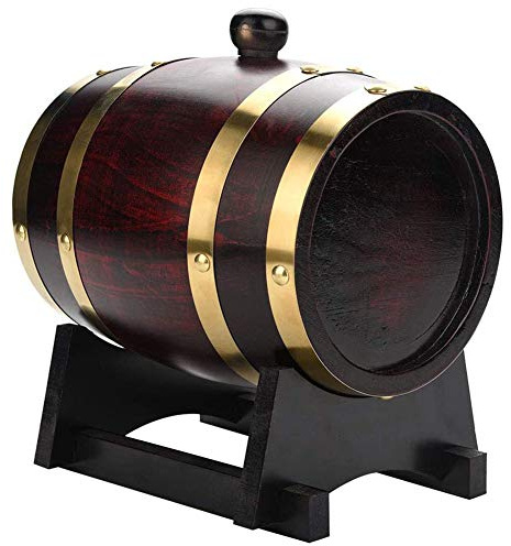 TARSHYRY Barril Vino,Barril de Envejecimiento de Roble de 1.5 Litros con Soporte para Whisky,Puerto de Ron que Mejora el Sabor y la Suavidad,Esencial para el Barman en el Hogar,Barrica de Fermentación