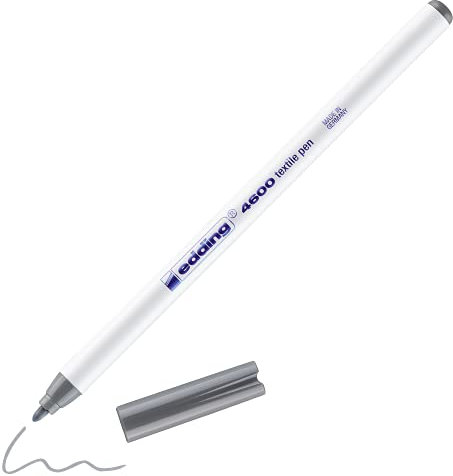 edding 4600 Textilstift - grau - 1 Stift - Rundspitze 1 mm - Textilstifte waschmaschinenfest (60 °C) zum Stoff bemalen - Stoffmalstift