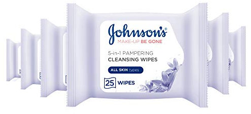 Johnson's Face Care Makeup Be Gone Pampering Wipes (6 x Packs of 25)