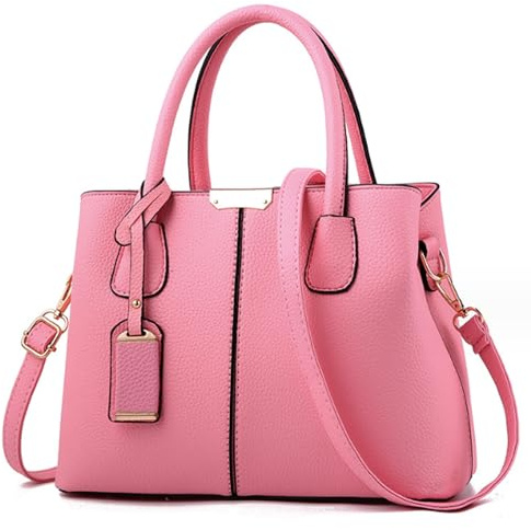 FiveloveTwo Women Classy Satchel Handbag Tote Purse Handle Bag Shoulder Bag Pink