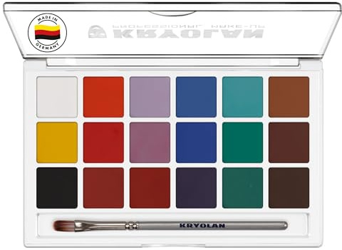 Kryolan Paleta de maquillaje de varios tamaños, maquillaje bodypainting (Aquacolor, 18 colores 01118)