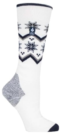 HEAT HOLDERS LITE - Ladies Thermal Ultra Thin Funky Ski Socks - Knee High Length with Padded Heel & Toe (4-8 UK, Cream Fairisle)