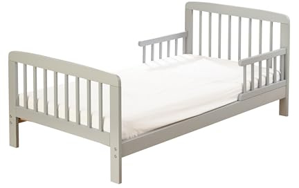 Kinder Valley Grey Toddler Bed - Solid Pine Wood Sydney Toddler Bed, Safety Side Rails & Low Base Frame, Ideal Transition From Cot for Kids & Children's | Mattress not Included