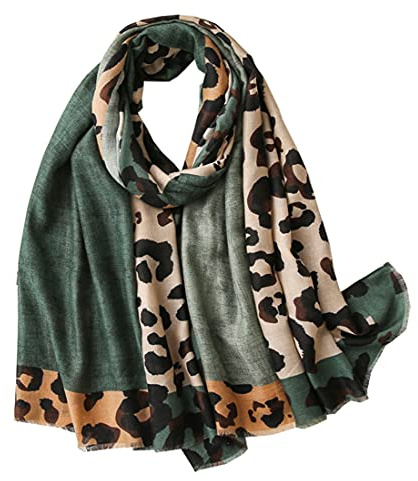 FAIRYGATE Foulard Femme Légère Imprimé Echarpe Elégante avec motif Floral Léopard doux et Léger Châle Parfait pour la Plage