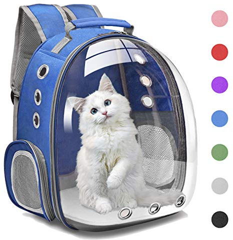 Henkelion Cat Backpack Carrier Bubble Carrying Bag, Small Dog Backpack Carrier for Small Medium Dogs Cats, Space Capsule Pet Carrier Dog Hiking Backpack, Airline Approved Travel Carrier - Navy Blue