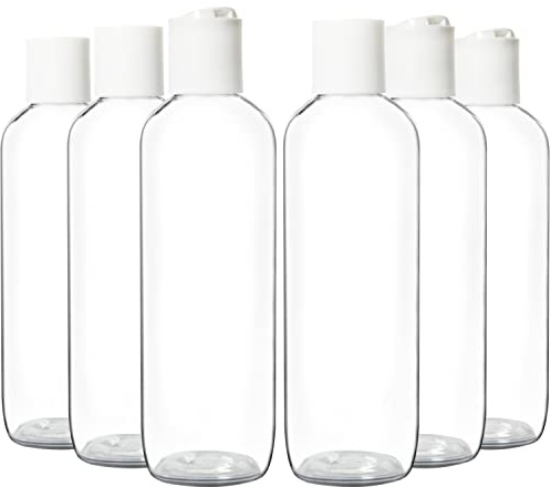Youngever 10 Pack 250ML Empty Squeeze Containers with White Disc Cap, Plastic Bottles with Disc Top Flip Cap, Refillable Cosmetic Bottles, Squeeze Containers