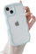 QLTYPRI Kompatibel mit iPhone 15 (6,1 Zoll) Hülle, iPhone 15 Transparent Case Aesthetic Curly Handyhülle Frauen Mädchen Girls Süßes Wellen Design Silikon TPU Bumper Schutzhülle - Hellblau
