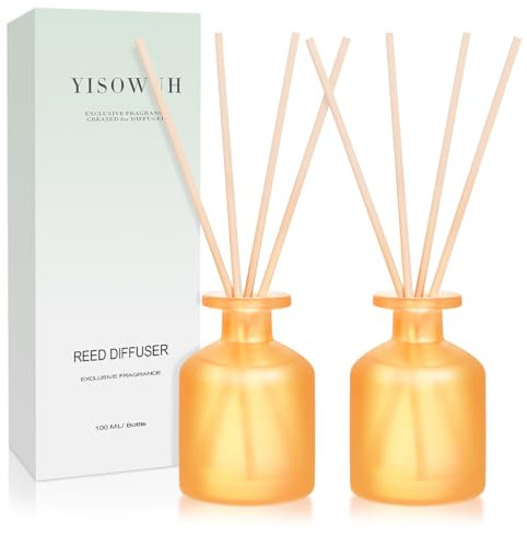 YISOWUH Reed Diffusore - Citrus 3.38oz (100ml) 2 Pack olio essenziale Reed Set Diffusore con 8 bastoni, profumo di lunga durata per la casa, bagno, camera da letto, arredamento, regali