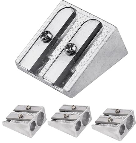 Doppelloch Bleistiftspitzer, 4 Stück Magnesium-Bleistiftspitzer Hand-Bleistiftspitzer, Metall Doppelspitzer Bleistiftspitzer Aus Metall Für Normalstarke Und Dicke Stifte (Geeignet Für 8mm Und 11mm)