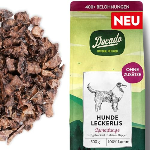 Docado Natural Petfood Lammlunge Luftgetrocknet Hundesnack Leckerli 500g | Proteinreich, Getreidefrei, Sensitiv, Nachhaltig