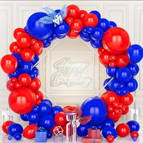 Teselife Arco Palloncini Blu e Rosso, 119Pezzi Kit Ghirlanda Palloncino Blu Scuro Rosso Opaco Ragazzo Uomini Ragazza Donne Baby Shower Compleanno Matrimonio Valentino Fidanzamento Proposta Laurea Deco