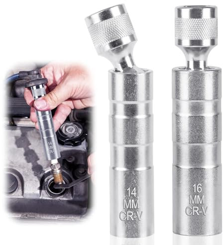 MXTIMWAN Zündkerzenschlüssel 14mm und 16mm, 2 Stück Universal Flexibel Zündkerzenschlüssel, Zündkerzenschlüssel Entferner Installer Werkzeug für Autos
