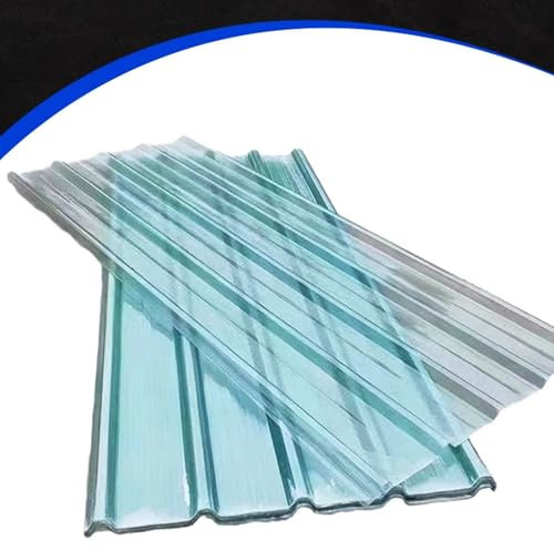Heat-Insulating UV Protection Fiberglass Daylighting Panels,Cladding Walling Sheeting,Clear Roof Sheet,Roof Panels Profile Sheet,Greenhouse Corrugated Roofing Sheets (0.9x1.4m/35x55in,18 pcs)