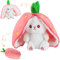 ZoneYan Osterhase Plüschtier, Hasen Verstecken Plüsch 25cm, Erdbeer Plüschtier, Hase Stofftier, Hase Kuscheltier Plüschtiere, Osterhase Geschenk für Kinder, Jungen, Mädchen (Rosa)