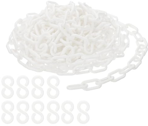 PATIKIL Enlaces de Cadena de Plástico, 30pcs de Cadenas de Seguridad, Cadenas de Plástico Blancas para Barreras, Control de Multitudes, Filas de Espera, Estacionamiento y Decoración