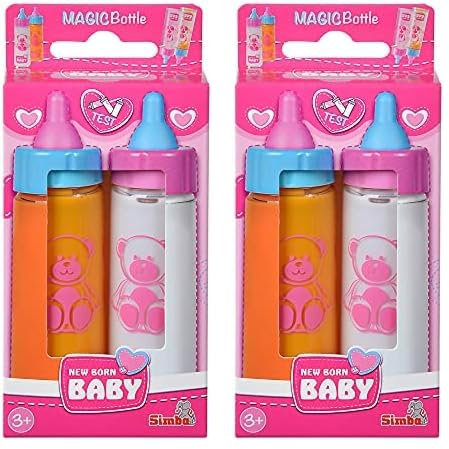Simba 105560011 – New Born Baby Magische Milchfläschchen, 2 Stück, für Babypuppen, Spielpuppen, mit verschwindendem Inhalt, 1x Milch, 1x Saft, 12cm, Puppenzubehör, Puppen Mama, für Kinder ab 3 Jahren
